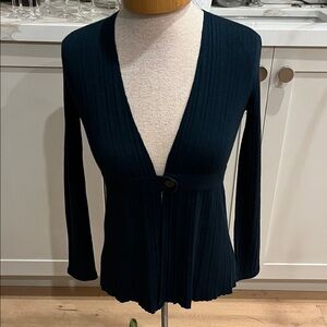 MaxMara Deep Forest Green Women's Cardigan 55% silk 45% cashmere w centre button